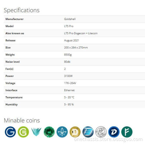 Goldshell Lt5 PRO 2.45gh/S Dogecoin Litecoin Miner Minner